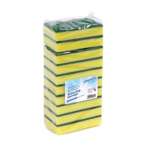 schuurspons-cleaninq-140x90x28mm-geel-groen;-pak-10-stuks-1403873