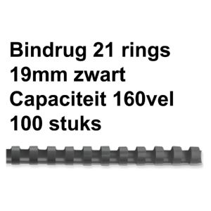 bindrug-gbc-21-rings-19mm-zwart;-doos-100st-capaciteit-160-vel-536181