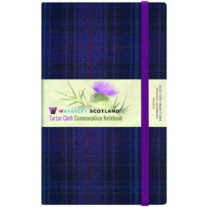 WAVERLEY THISTLE TARTAN CLOTH HARDBACK LARGE COMMONPLACE NOTEBOOK/JOURNAL