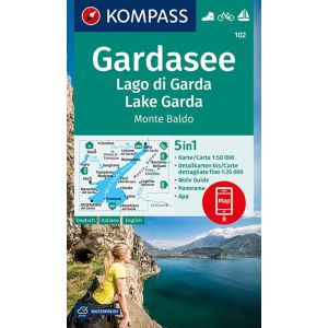 KOMPASS Wanderkarte 102 Gardasee, Lago di Garda, Lake Garda, Monte Baldo