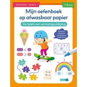 Mijn oefenboek op afwasbaar papier Tafels van vermenigvuldiging (7-8 j.)