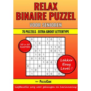 Binaire Puzzel Relax - 10x10 Raster - 75 Puzzels Extra Groot Lettertype - Lekker Easy Level!