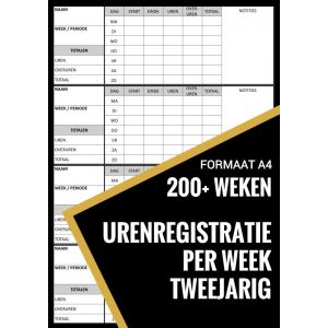Urenregistratie / Urenstaat Boekje Wekelijks - voor Personeel, Werknemers, Medewerkers, ZZP, Freelancers (A4)